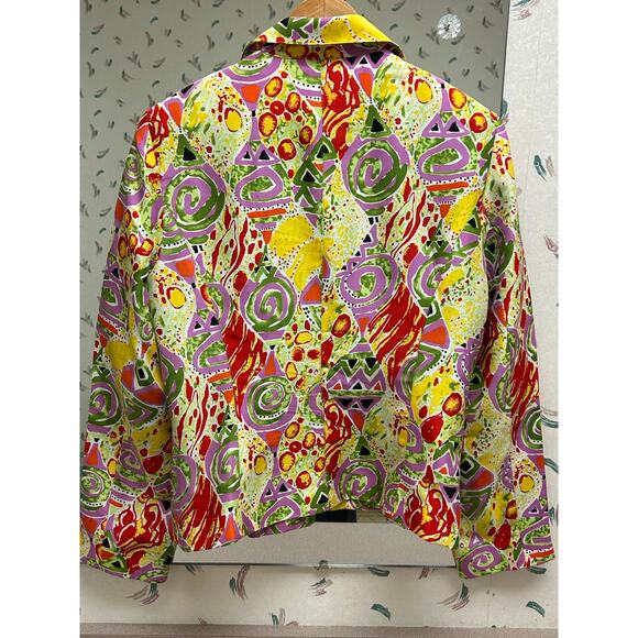 Transitions Silk Jacket Size 12 Colorful Geometric Art‎ to Wear Statement - Picture 9 of 10
